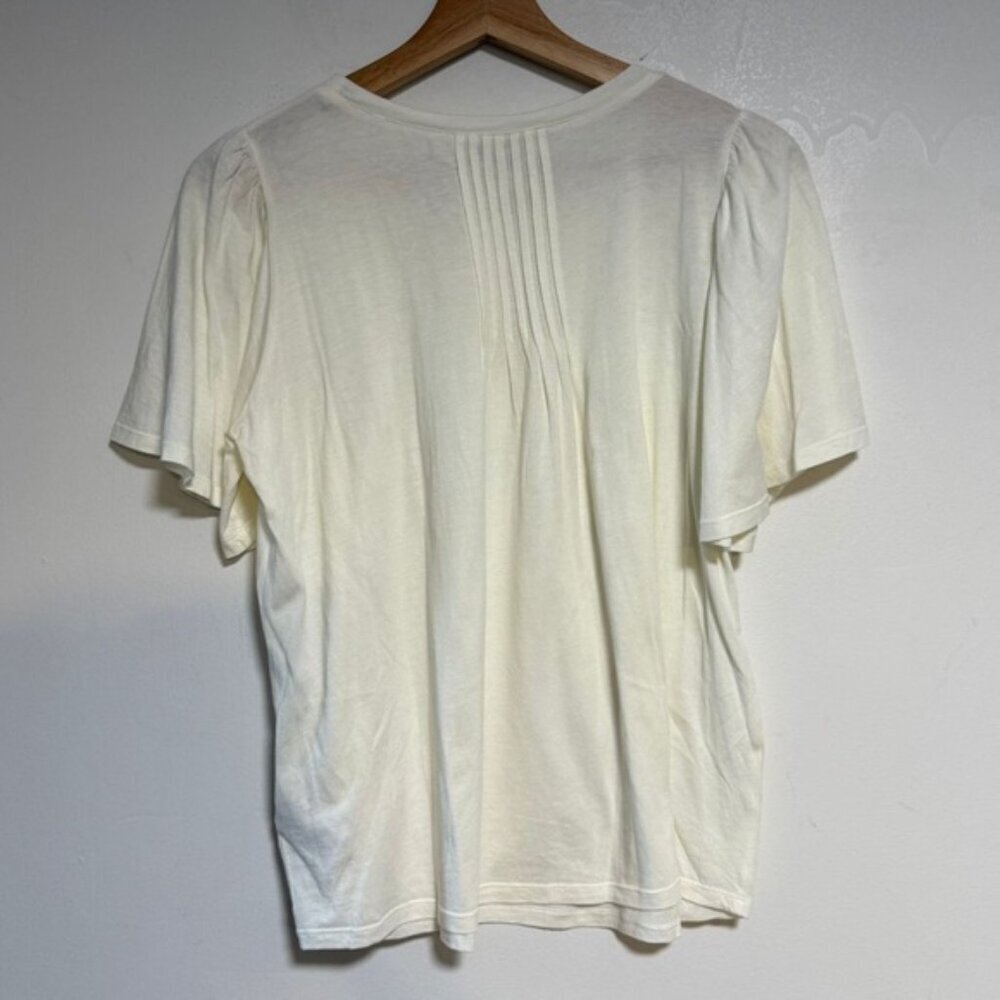Joie Pleated Flutter Sleeve Top White Size S - Picture 5 of 7